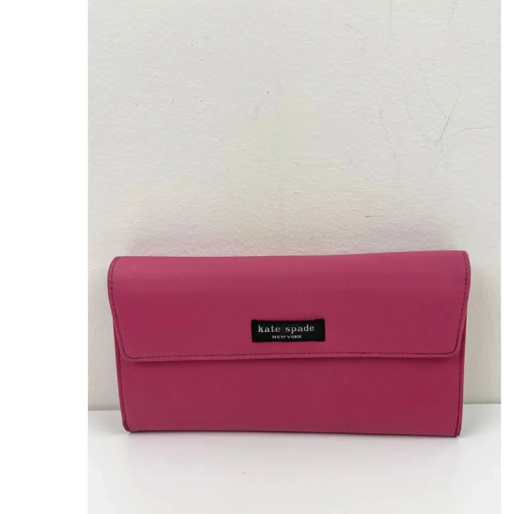 VTG Kate Spade Bubblegum Pink Foldover Clutch Wallet Barbiecore Card Money Y2K - Picture 10 of 10